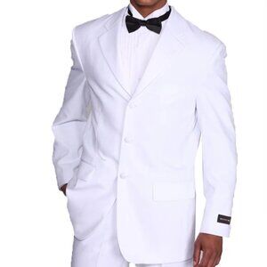Mens Traditional 3 Button Polyester Tuxedo in White
